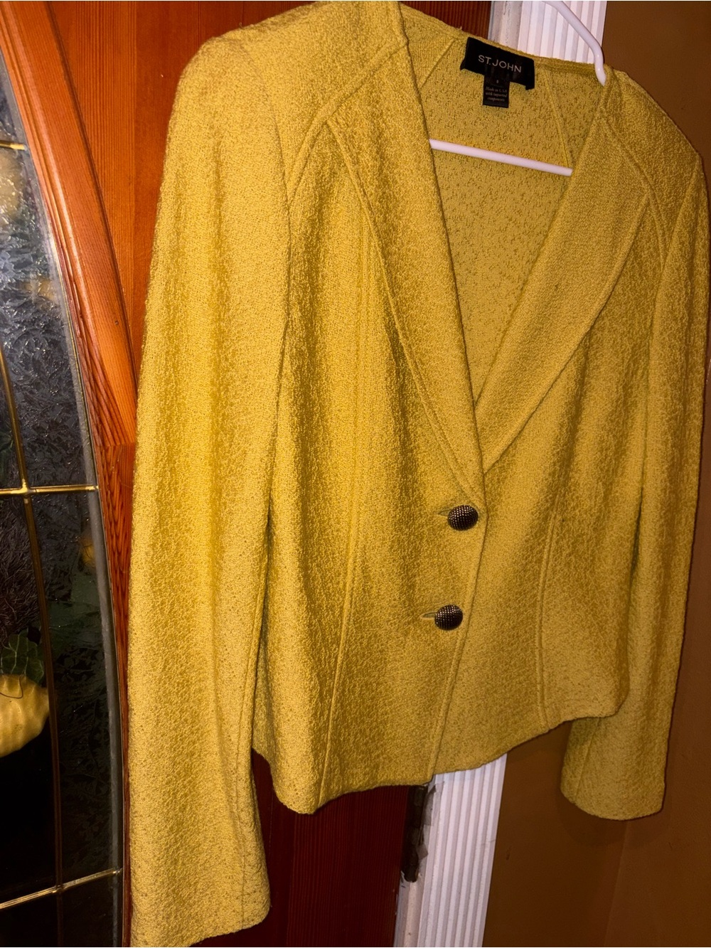 St. John Yellow Textured Knit Blazer - Picture 2 of 14